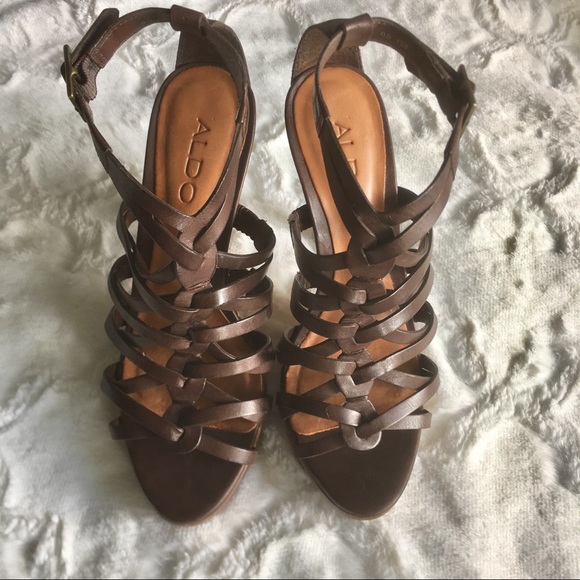 Aldo Shoes - ALDO Brown Strappy Sandal Heels